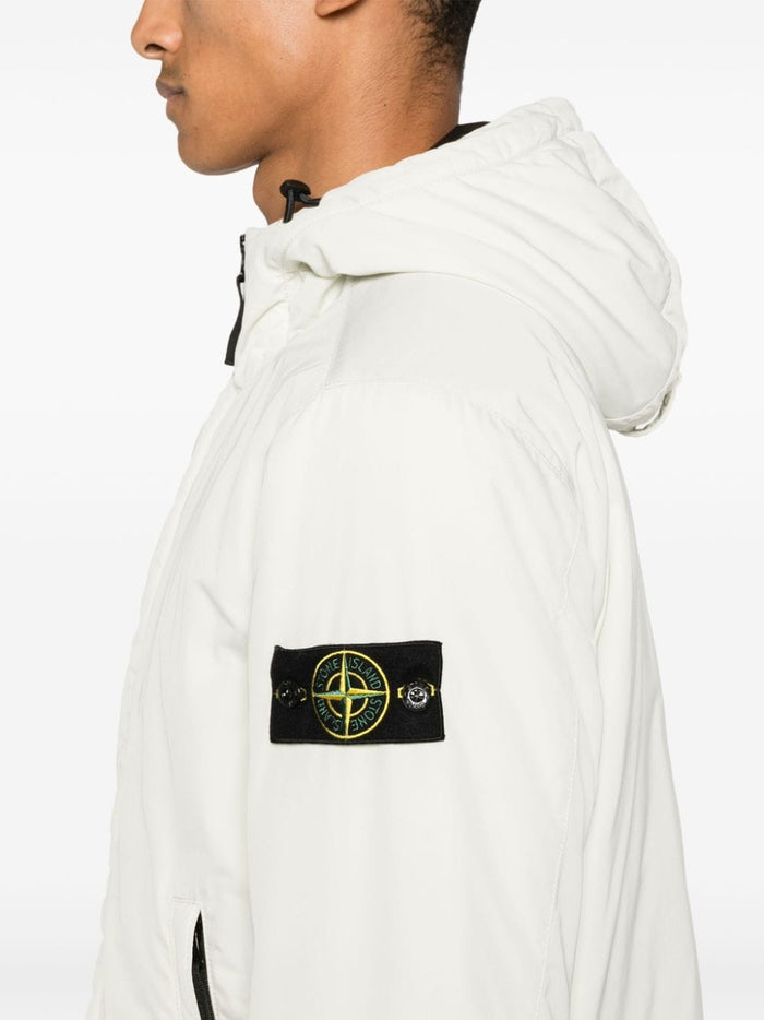 Stone Island Men's White Jacket Hooded Twill 4