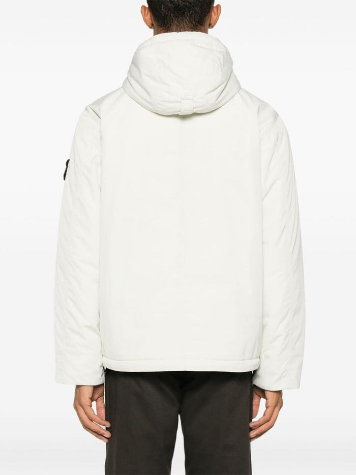 Stone Island Men's White Jacket Hooded Twill 3