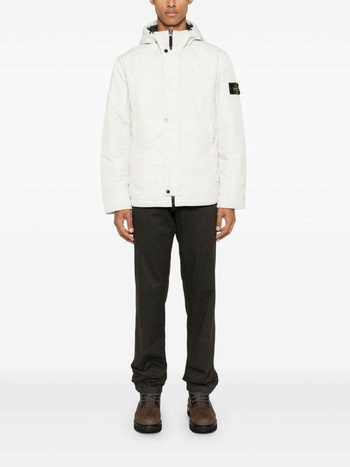 Stone Island Men's White Jacket Hooded Twill 1