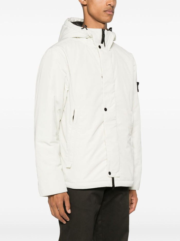 Stone Island Men's White Jacket Hooded Twill 2