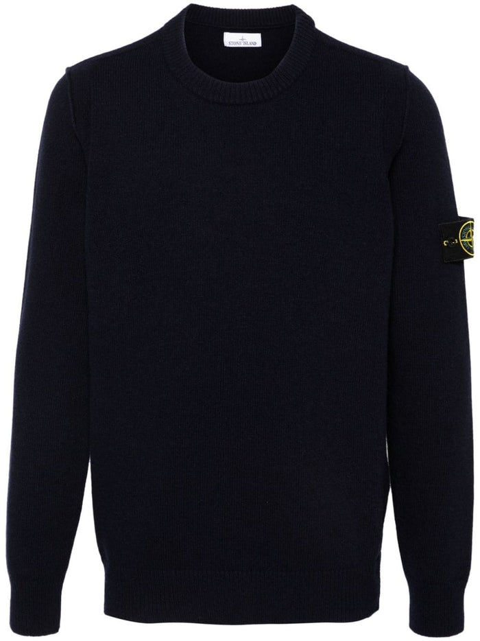 Stone Island Maglia Blu Uomo Girocollo Patch Logo 5