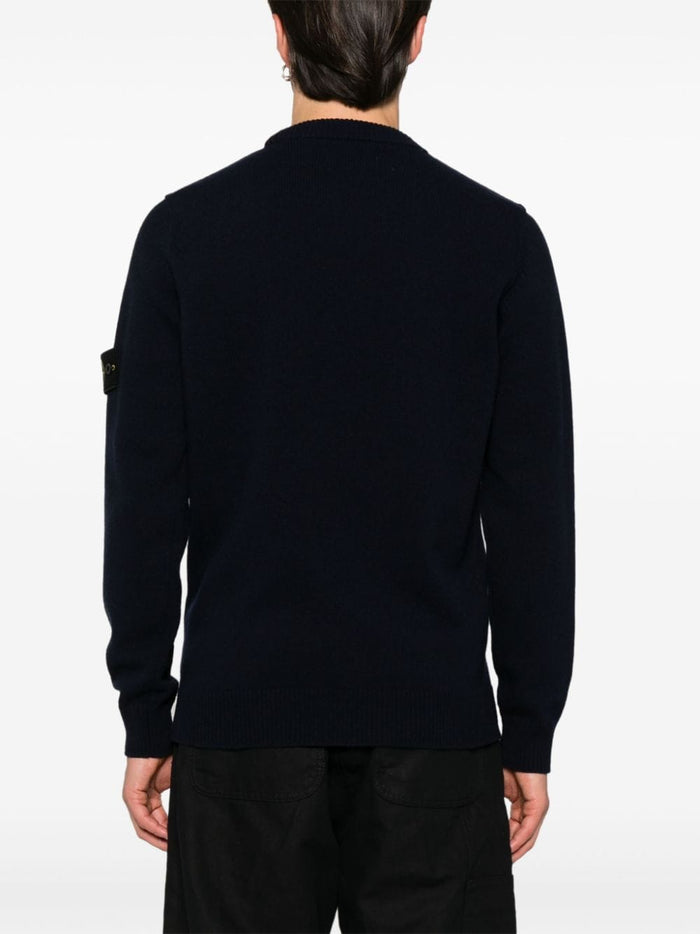 Stone Island Maglia Blu Uomo Girocollo Patch Logo 3