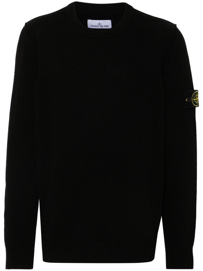 Stone Island Maglia Nero Uomo Girocollo Patch Logo 5