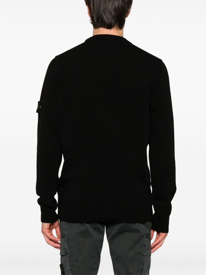 Stone Island Maglia Nero Uomo Girocollo Patch Logo 3