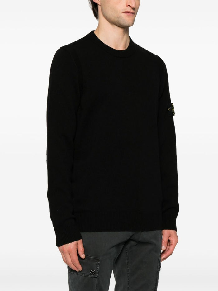 Stone Island Maglia Nero Uomo Girocollo Patch Logo 2