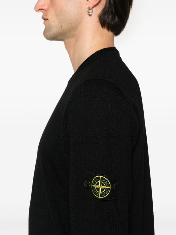 Stone Island Men's Black Crewneck Wool Blend Sweater 4