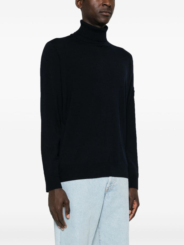 Stone Island Men's Blue Turtleneck Sweater Compass Application 2