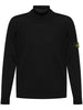 Stone Island Men's Black Turtleneck Sweater Compass Application 5