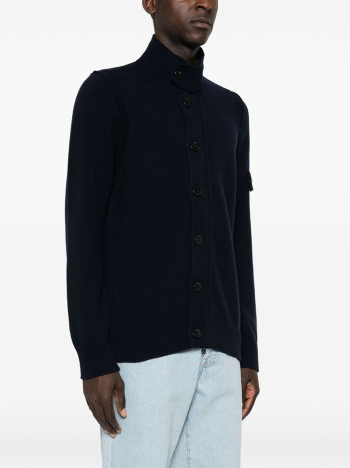 Stone Island Cardigan Blu Uomo Colletto 2