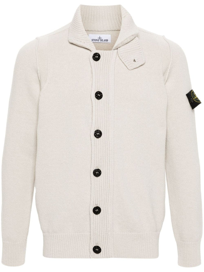 Stone Island Cardigan Bianco Uomo Colletto 5