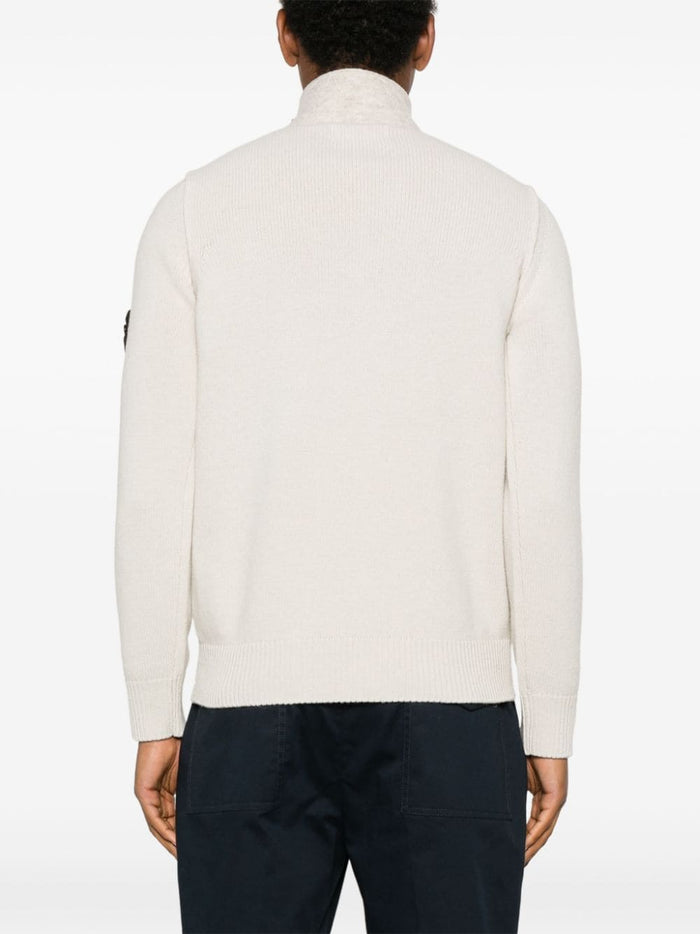 Stone Island Cardigan Bianco Uomo Colletto 3