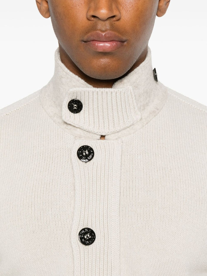 Stone Island Cardigan Bianco Uomo Colletto 4