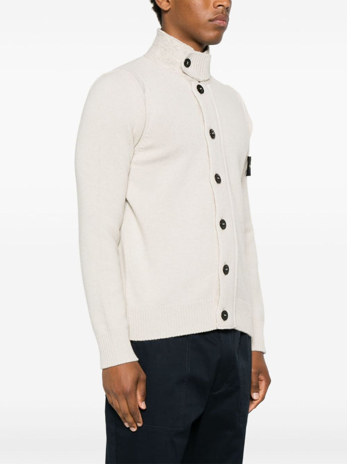 Stone Island Cardigan Bianco Uomo Colletto 2