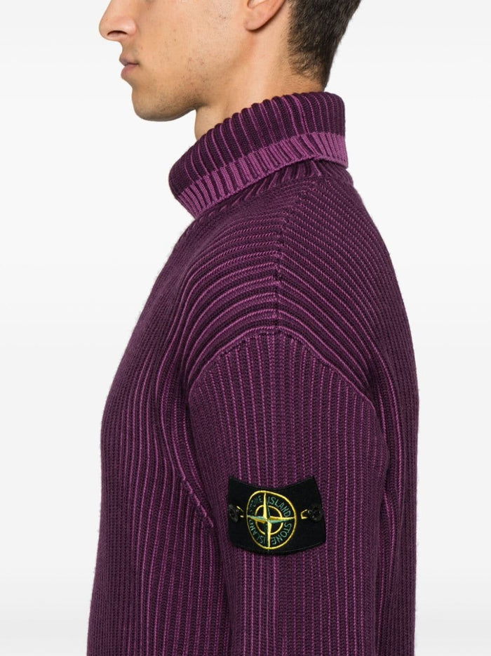 Stone Island Maglia Viola Uomo Dolcevita Coste 4