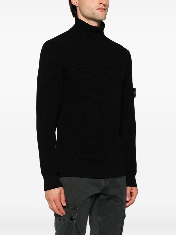 Stone Island Maglia Nero Uomo  Dolcevita a Costine 2