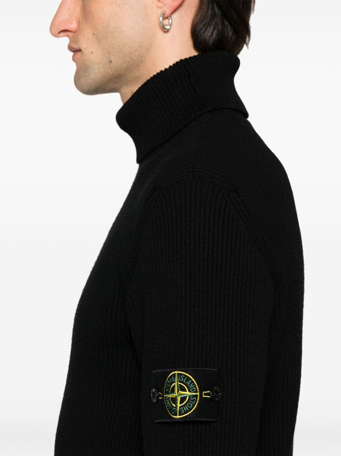 Stone Island Maglia Nero Uomo  Dolcevita a Costine 4