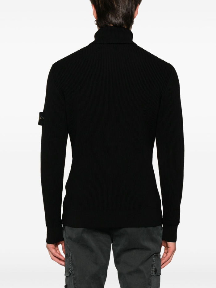 Stone Island Maglia Nero Uomo  Dolcevita a Costine 3