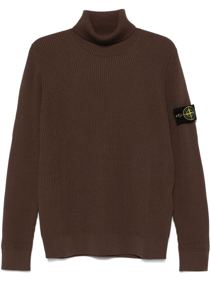 Stone Island Maglia Marrone Uomo Dolcevita a Costine 5