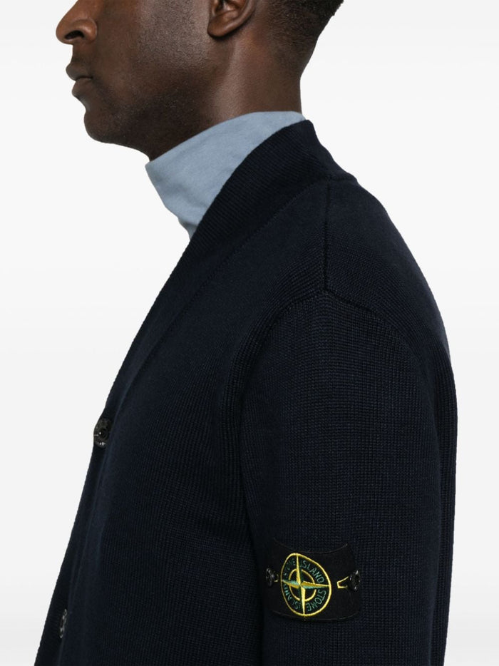 Stone Island Cardigan Blu Uomo Patch Compass 4