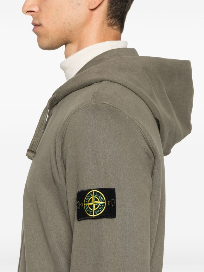 Stone Island Felpa Marrone Uomo Cappuccio con Zip 4