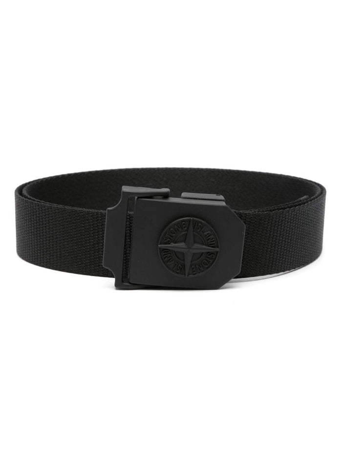 Stone Island Cintura Nero Uomo Placca Logo Compass 1