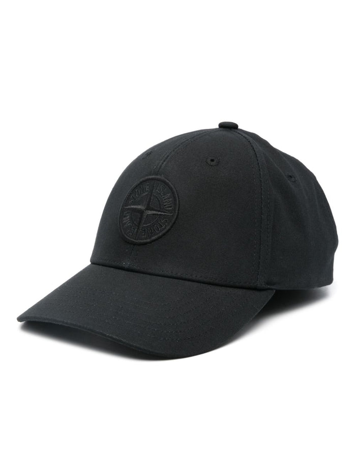 Stone Island Cappello Nero Uomo Ricamo Compass 1