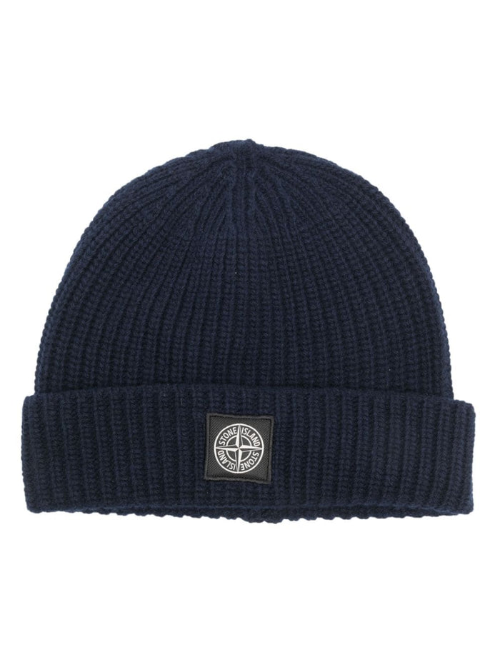 Stone Island Cappellino Blu Uomo Cuffia Applicazione Compass 1