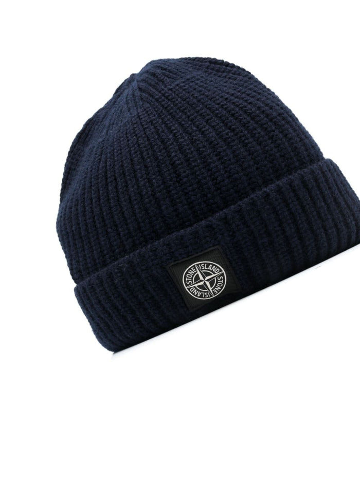 Stone Island Cappellino Blu Uomo Cuffia Applicazione Compass 2