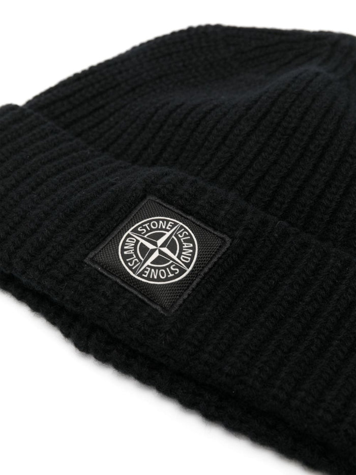 Stone Island Cappellino Nero Uomo Cuffia Applicazione Compass 2