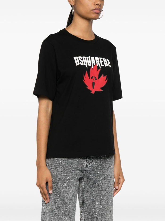 Dsquared2 Black Women's T-shirt with Leaf Logo 2