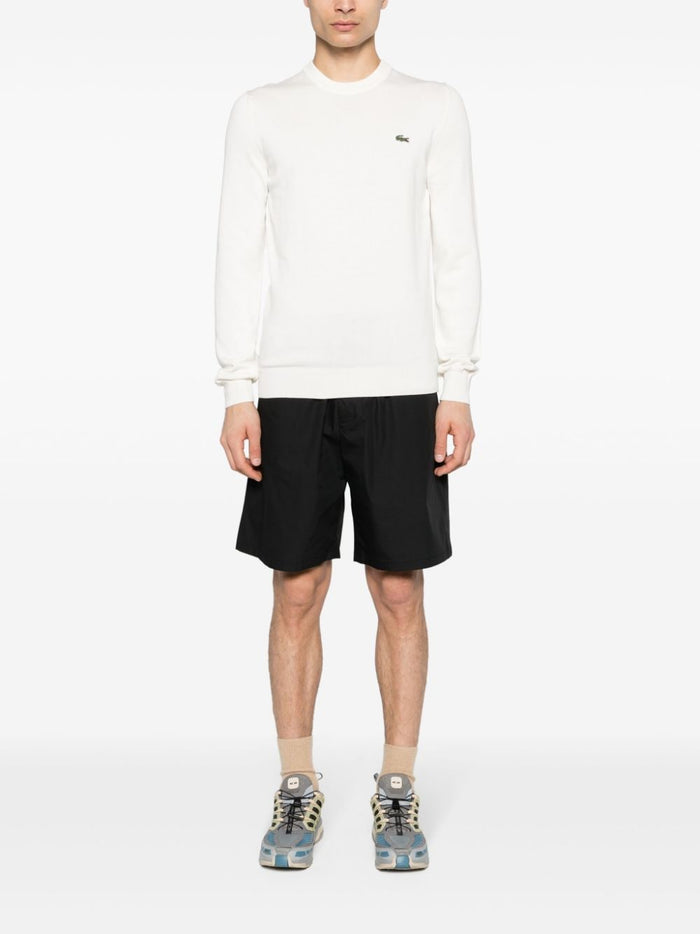 Lacoste Men's White Sweater with Crocodile Embroidery 1