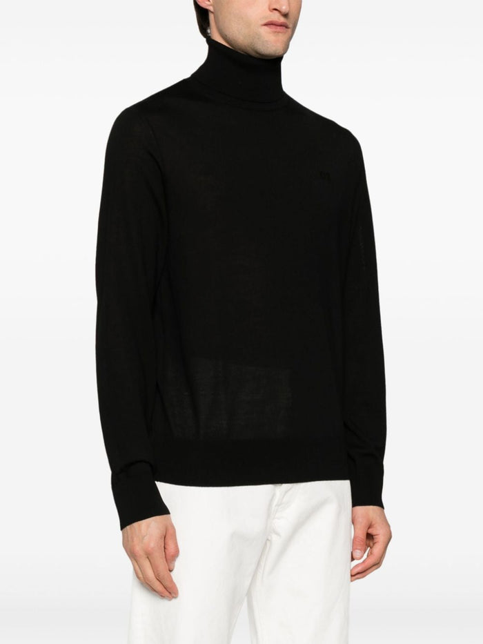 Dsquared2 Men's Black Sweater Turtleneck Micro Embroidery D2 2