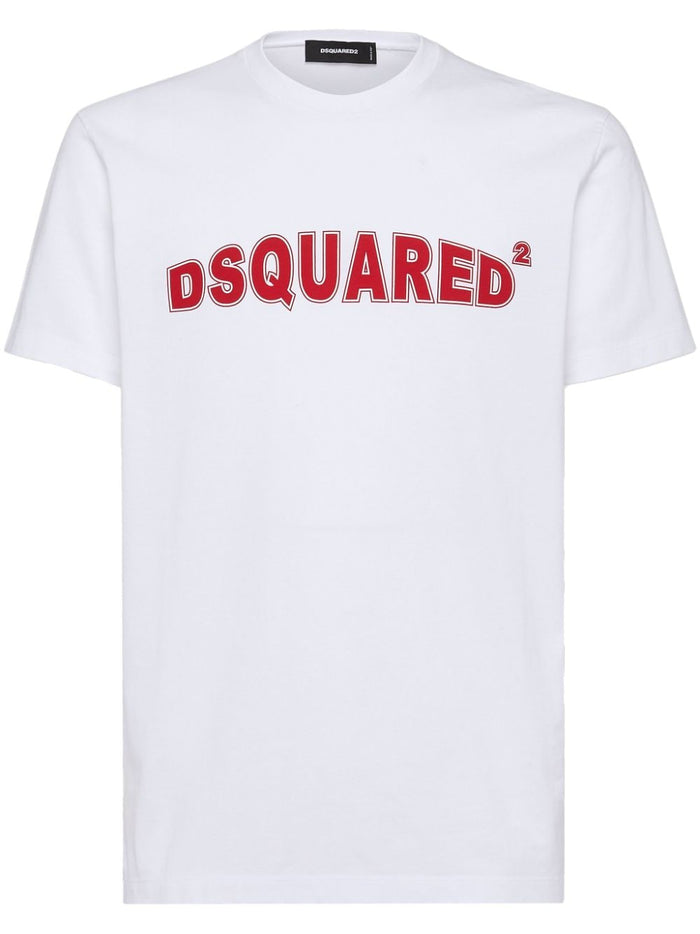 Dsquared2 T-shirt Bianco Uomo Stampa Logo Rosso 1