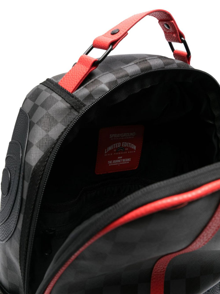 Sprayground Backpack Black Unisex Checkered Red Profiles 4