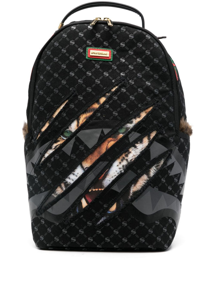 Sprayground Unisex Multicolor Backpack Monogram Tiger Detail 1