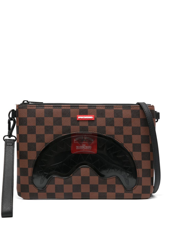 Sprayground Unisex Brown Checkered Clutch Bag 2