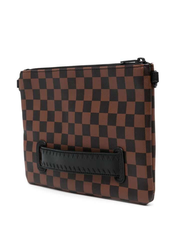 Sprayground Unisex Brown Checkered Clutch Bag 4