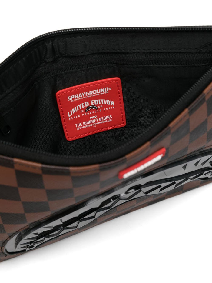 Sprayground Unisex Brown Checkered Clutch Bag 5