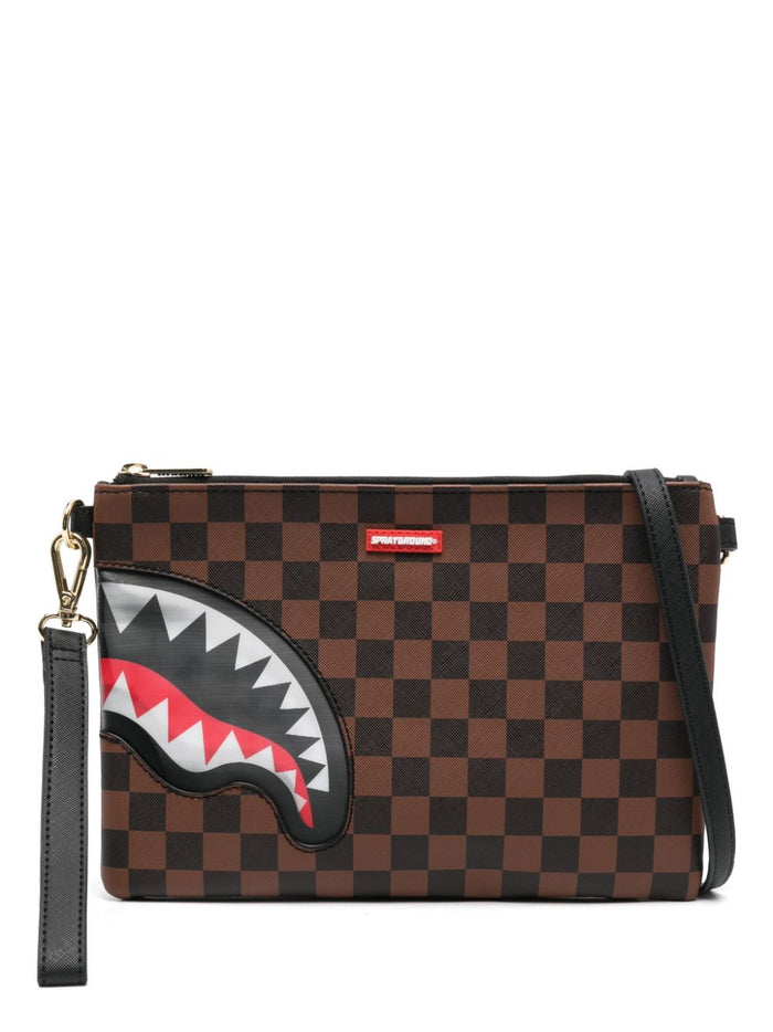 Sprayground Unisex Brown Checkered Clutch Bag 2