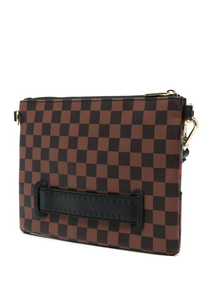 Sprayground Unisex Brown Checkered Clutch Bag 3