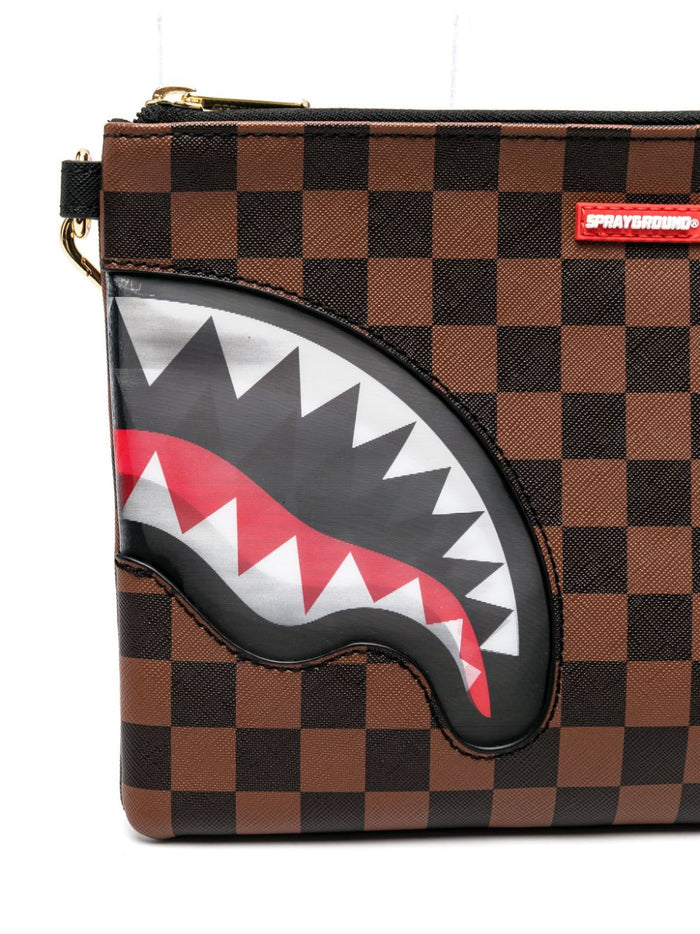 Sprayground Unisex Brown Checkered Clutch Bag 4