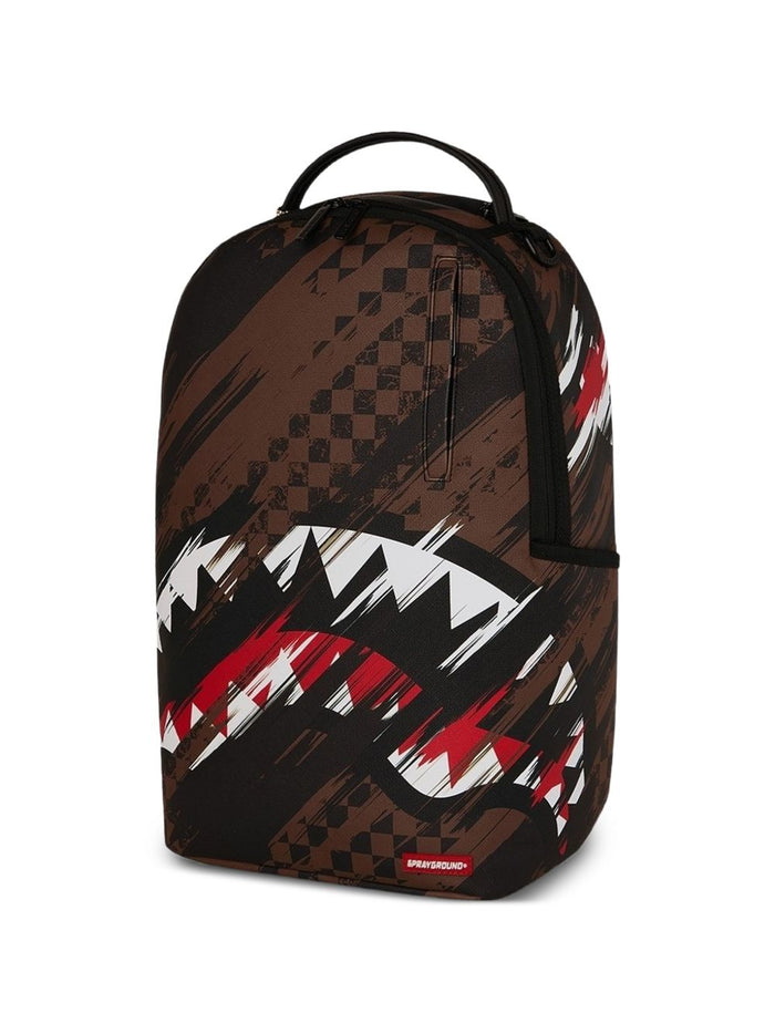 Sprayground Zaino Checkered Shark Uomo Marrone 3