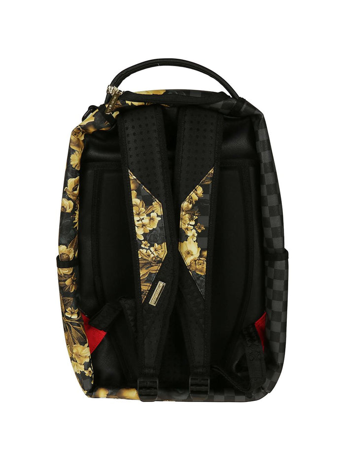 Sprayground Zaino Floral Checkered Uomo Nero-Oro 2
