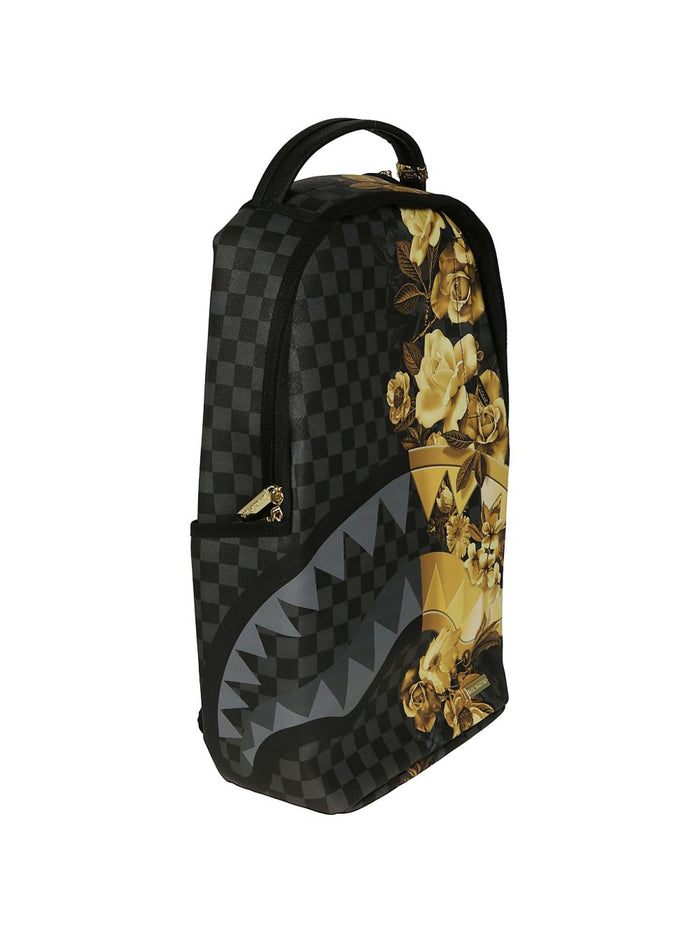 Sprayground Zaino Floral Checkered Uomo Nero-Oro 3
