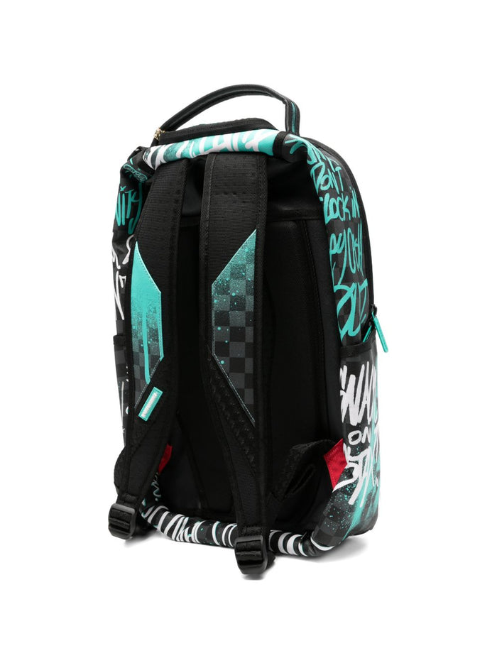 Sprayground Zaino Spray Poetry III Uomo Nero-Turchese 3