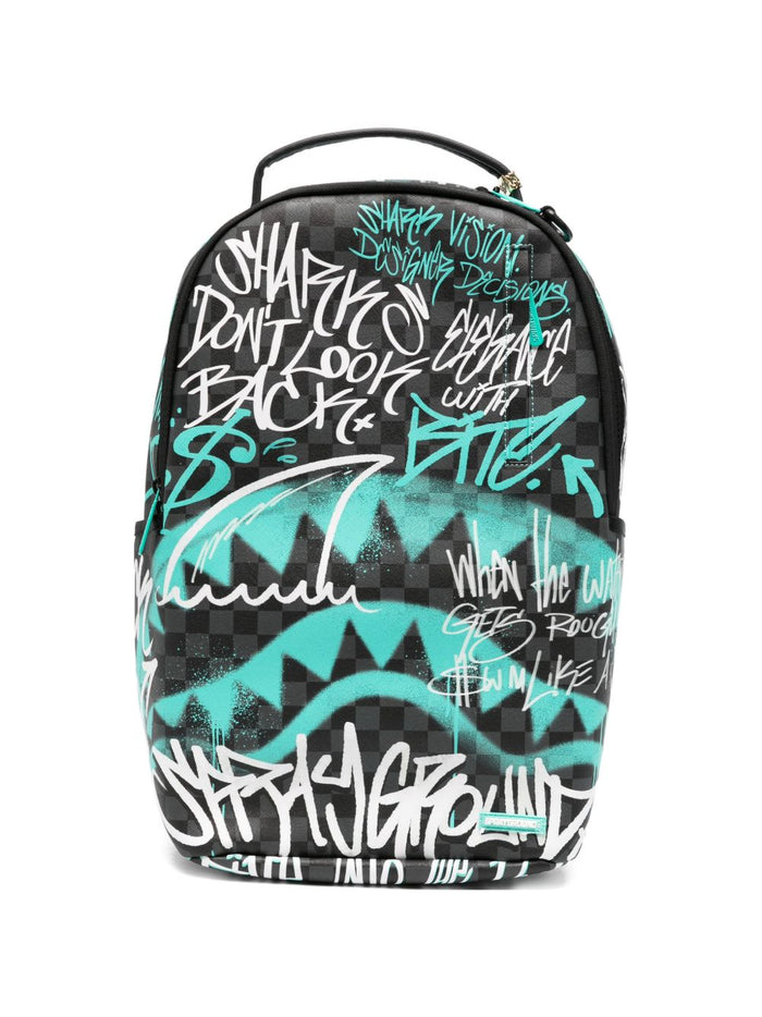 Sprayground Zaino Spray Poetry III Uomo Nero-Turchese 1