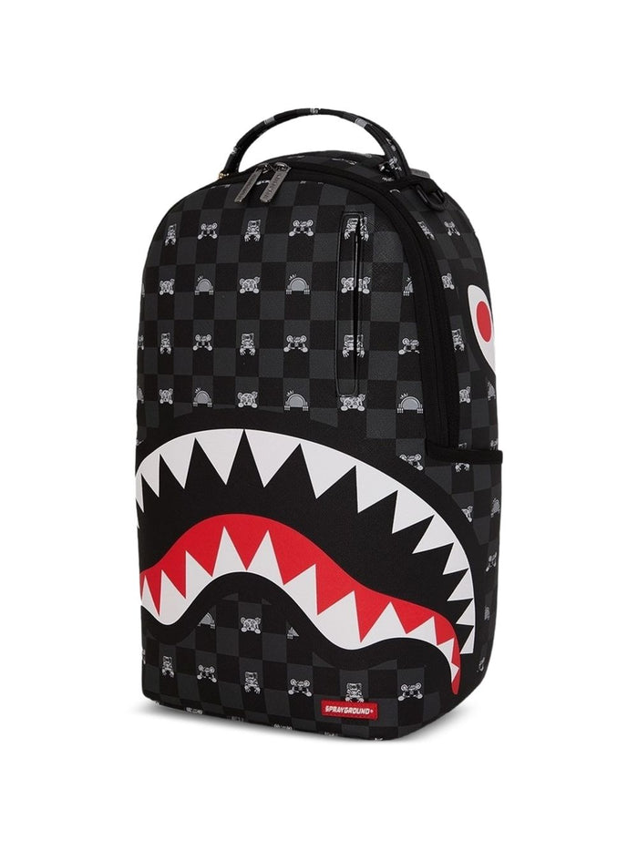 Sprayground Zaino Gray Peeking Character Check Uomo Nero 4