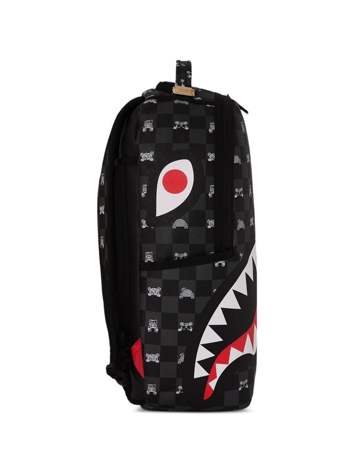 Sprayground Zaino Gray Peeking Character Check Uomo Nero 3
