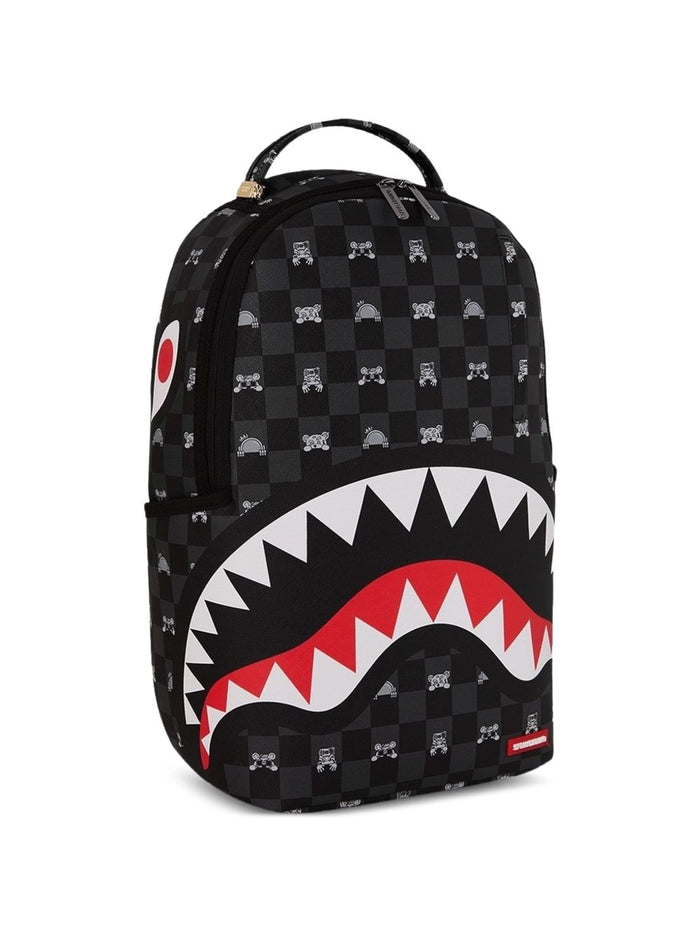 Sprayground Zaino Gray Peeking Character Check Uomo Nero 2