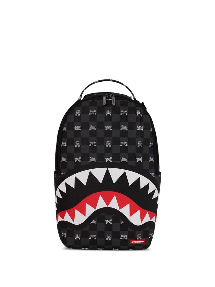 Sprayground Zaino Gray Peeking Character Check Uomo Nero 1